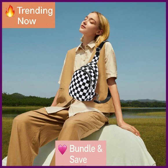 Small RFID Sling Bag Nylon Crossbody Backpack Travel Purse - Picture 2 of 4